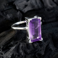 Amethyst Solitaire Russian 925 Silver Purple Gemstone Slim Trendy Ring Jewelry