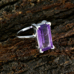 Amethyst Solitaire Russian 925 Silver Purple Gemstone Slim Trendy Ring Jewelry