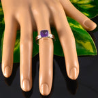 Amethyst Solitaire Moroccan 92.5 Silver Purple Gemstones Tiny Glamorous Ring Jewellery