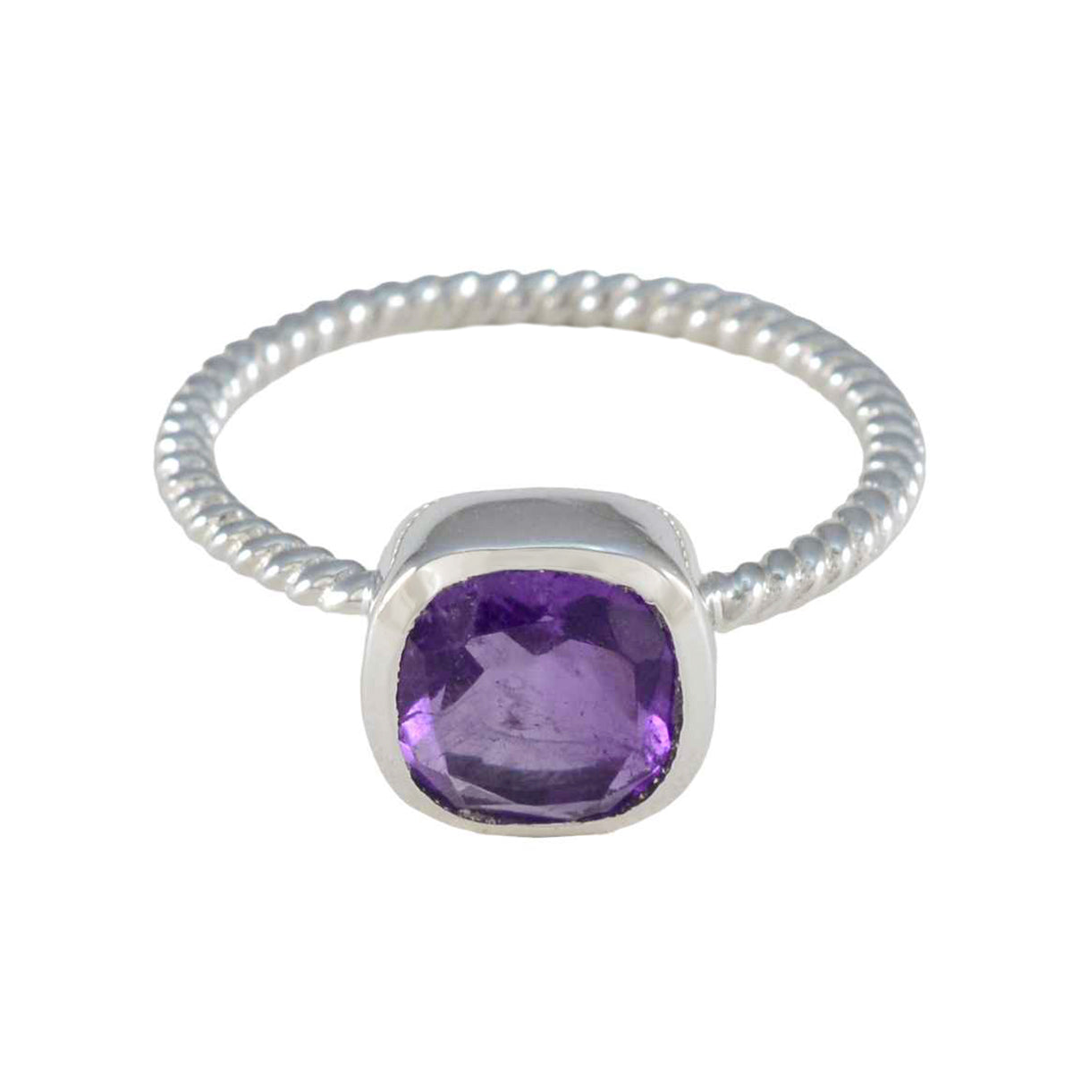 Amethyst Solitaire Japanese Silver Purple Gemstone Dainty Twist Ring Jewellery