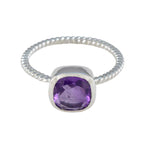 Amethyst Solitaire Japanese Silver Purple Gemstone Dainty Twist Ring Jewellery