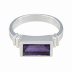 Amethyst Solitaire French 925 Silver Purple Gemstone Minimal Modern Ring Jewellery
