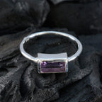 Amethyst Solitaire Japanese 925 Sterling Silver Purple Gemstone Delicate Glamorous Ring Jewellery