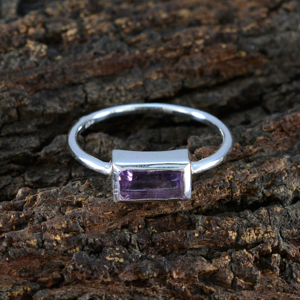 Amethyst Solitaire Japanese 925 Sterling Silver Purple Gemstone Delicate Glamorous Ring Jewellery