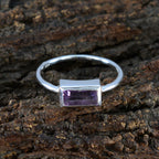 Amethyst Solitaire Japanese 925 Sterling Silver Purple Gemstone Delicate Glamorous Ring Jewellery