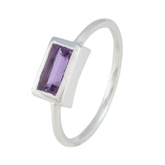 Amethyst Solitaire Japanese 925 Sterling Silver Purple Gemstone Delicate Glamorous Ring Jewellery
