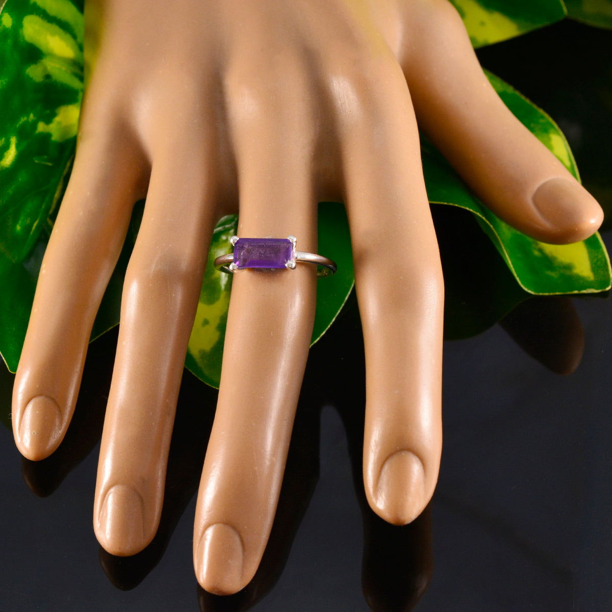 Amethyst Solitaire Japanese 92.5 Silver Purple Gems Delicate Modern Ring Jewellery