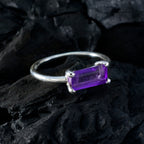 Amethyst Solitaire Japanese 92.5 Silver Purple Gems Delicate Modern Ring Jewellery