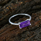 Amethyst Solitaire Japanese 92.5 Silver Purple Gems Delicate Modern Ring Jewellery
