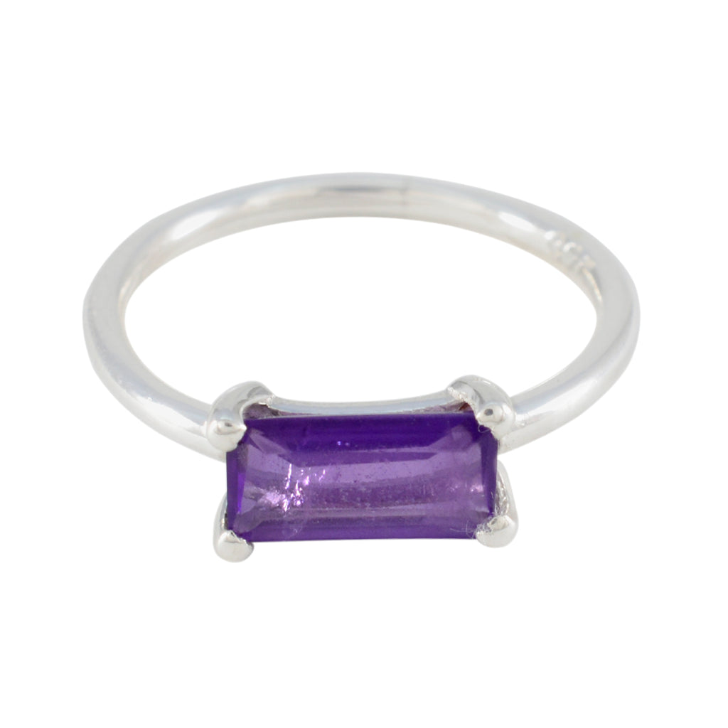 Amethyst Solitaire Japanese 92.5 Silver Purple Gems Delicate Modern Ring Jewellery