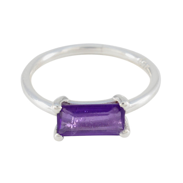 Amethyst Solitaire Japanese 92.5 Silver Purple Gems Delicate Modern Ring Jewellery