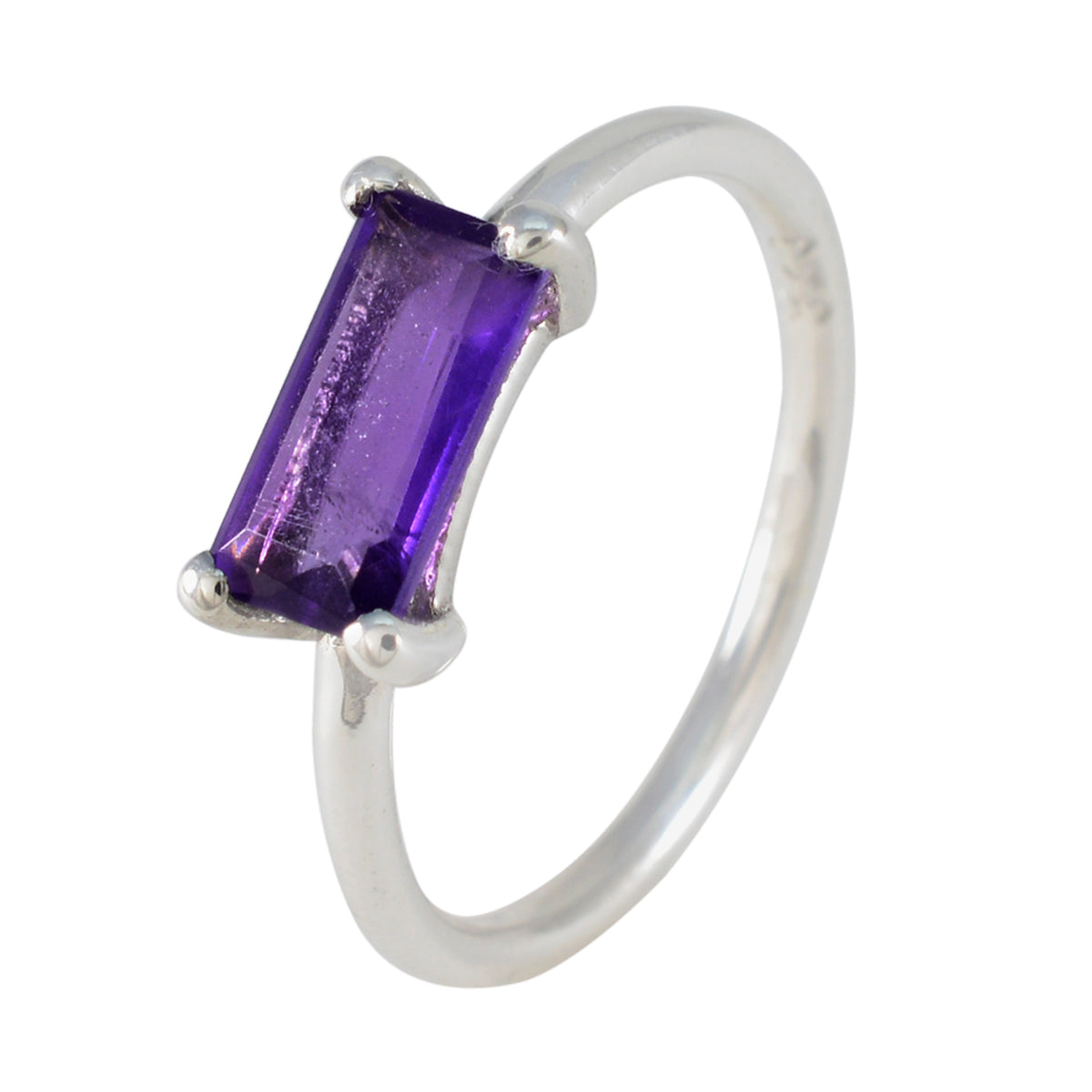 Amethyst Solitaire Japanese 92.5 Silver Purple Gems Delicate Modern Ring Jewellery