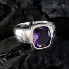 Amethyst Solitär Ägyptischer 925 Sterling Silber Lila Edelstein Auffälliger zeitgenössischer Ring Schmuck