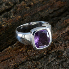 Amethyst Solitär Ägyptischer 925 Sterling Silber Lila Edelstein Auffälliger zeitgenössischer Ring Schmuck