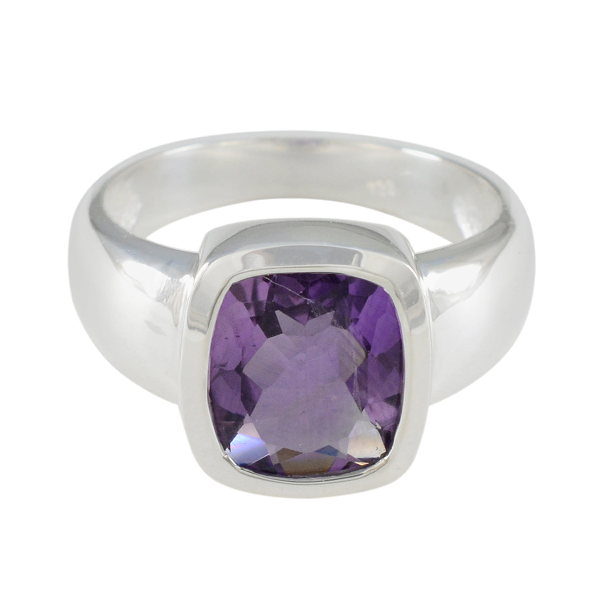 Amethyst Solitaire Egyptian 925 Sterling Silver Purple Gemstone Eye catching Contemporary Ring Jewelry