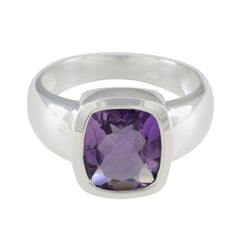 Amethyst Solitär Ägyptischer 925 Sterling Silber Lila Edelstein Auffälliger zeitgenössischer Ring Schmuck