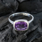 Amethyst Solitaire Egyptian 92.5 Silver Purple Gemstone Slim Boho Ring Jewellery
