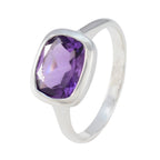 Amethyst Solitaire Egyptian 92.5 Silver Purple Gemstone Slim Boho Ring Jewellery