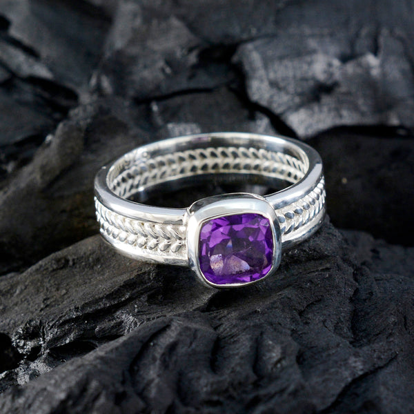 Amethyst Solitaire Middle Eastern 925 Sterling Silver Purple Gems Mid weight Rope Wire Band Jewelry