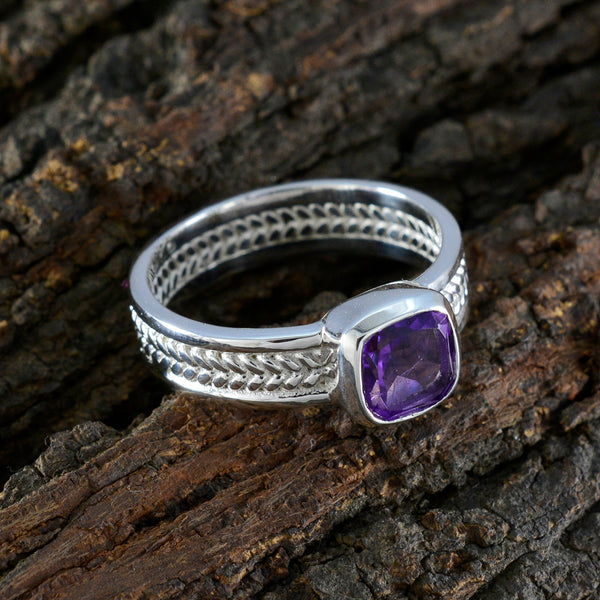 Amethyst Solitaire Middle Eastern 925 Sterling Silver Purple Gems Mid weight Rope Wire Band Jewelry