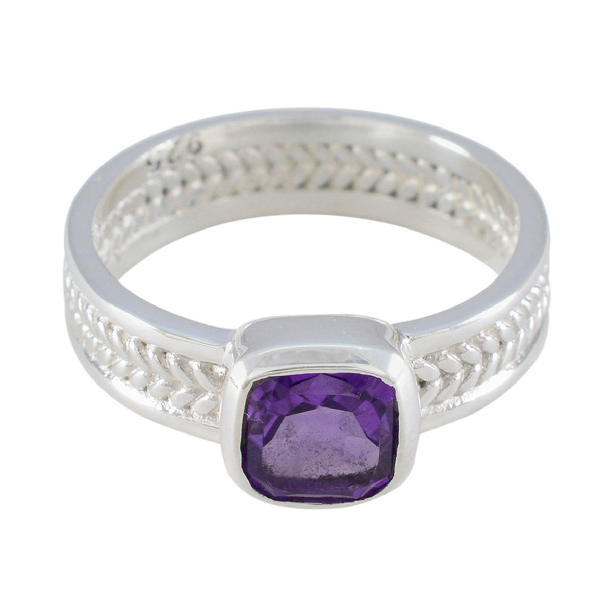 Amethyst Solitaire Middle Eastern 925 Sterling Silver Purple Gems Mid weight Rope Wire Band Jewelry Image principale du produit