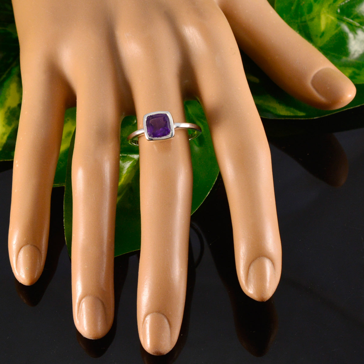 Amethyst Solitaire Turkish 92.5 Silver Purple Gemstone Dainty Feminine Ring Jewelry