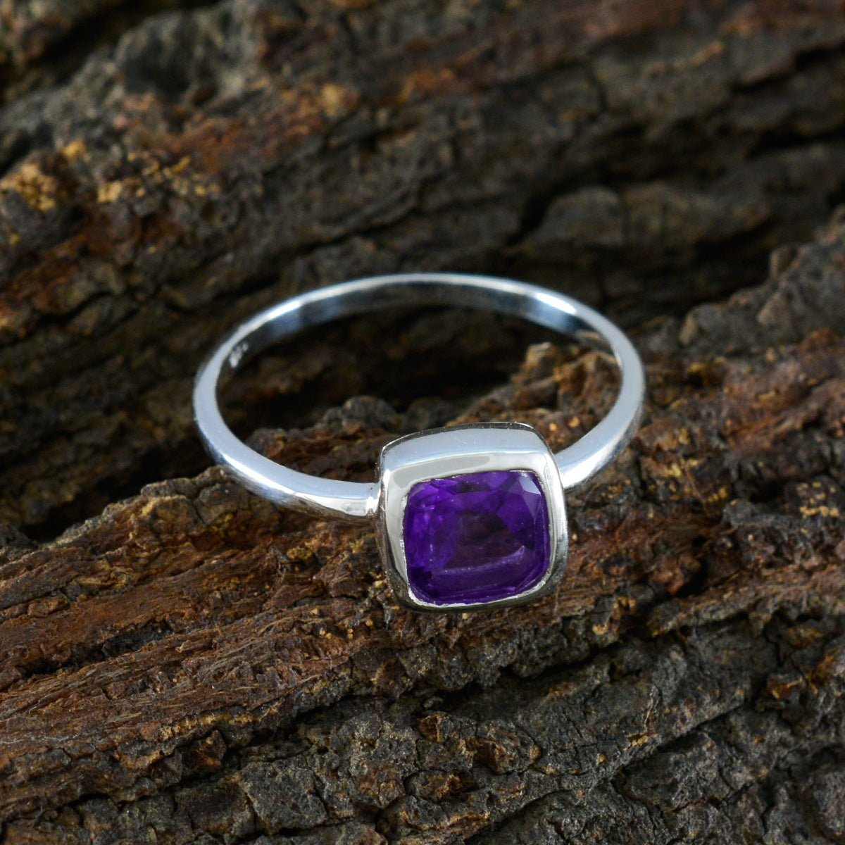 Amethyst Solitaire Turkish 92.5 Silver Purple Gemstone Dainty Feminine Ring Jewelry