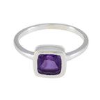 Amethyst Solitaire Turkish 92.5 Silver Purple Gemstone Dainty Feminine Ring Jewelry
