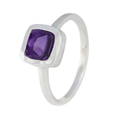 Amethyst Solitaire Turkish 92.5 Silver Purple Gemstone Dainty Feminine Ring Jewelry
