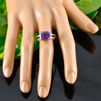 Amethyst Solitaire Moroccan 925 Silver Purple Gemstone Minimal Abstract Ring Jewellery
