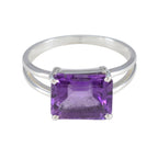 Amethyst Solitaire Moroccan 925 Silver Purple Gemstone Minimal Abstract Ring Jewellery