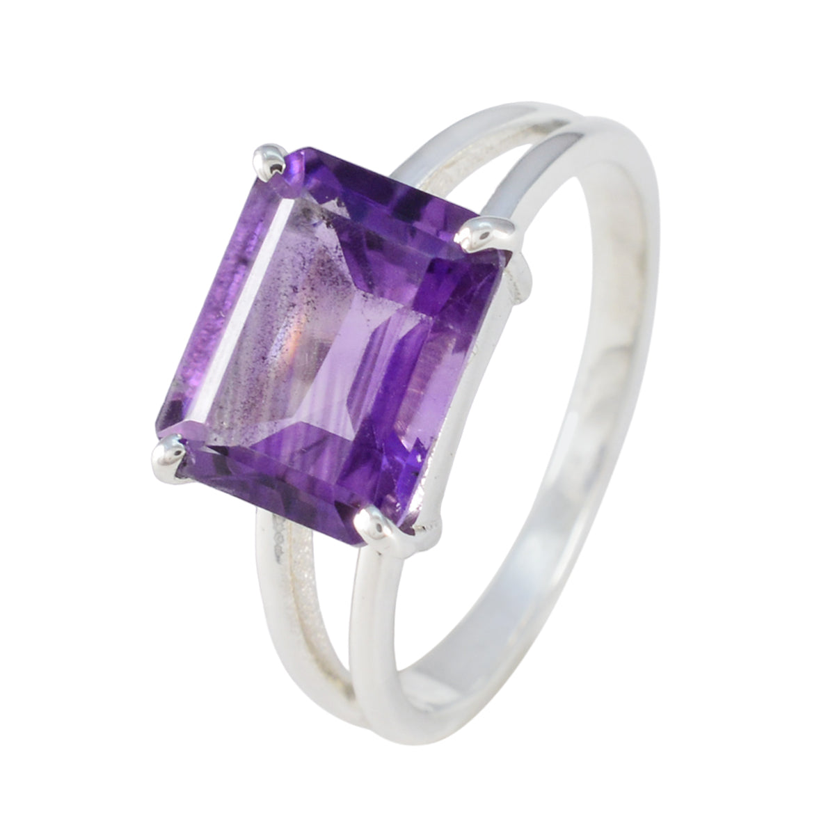 Anello minimalista astratto con pietra preziosa viola in argento 925 con solitario in ametista marocchina Immagine secondaria del prodotto