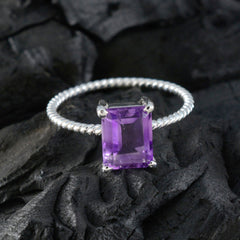 Amethyst Solitaire Turkish 925 Sterling Silver Purple Gems Delicate Twist Ring Jewellery