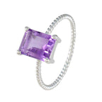 Amethyst Solitaire Turkish 925 Sterling Silver Purple Gems Delicate Twist Ring Jewellery