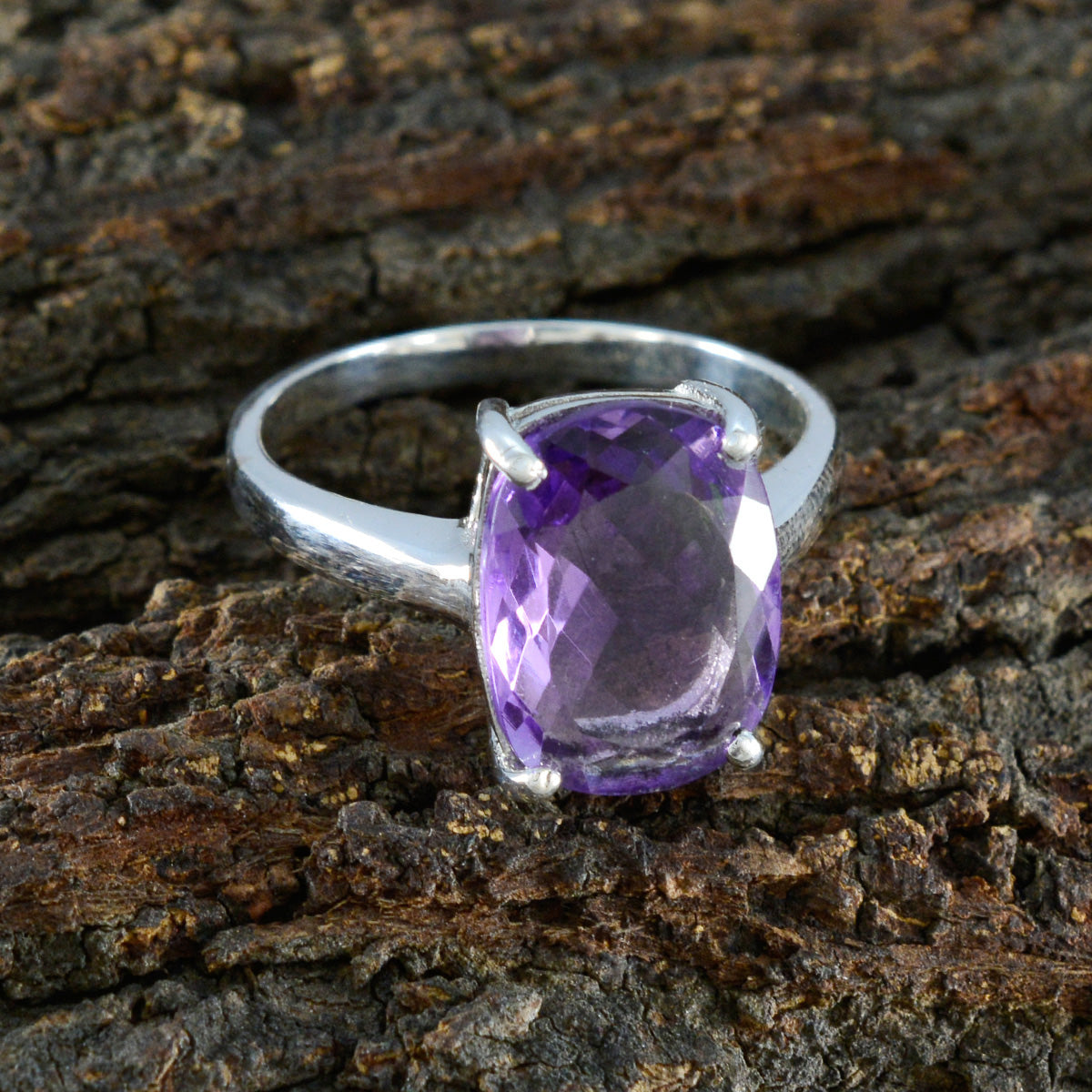 Amethyst Solitaire Moroccan 92.5 Silver Purple Gemstones Minimal Love Ring Jewellery