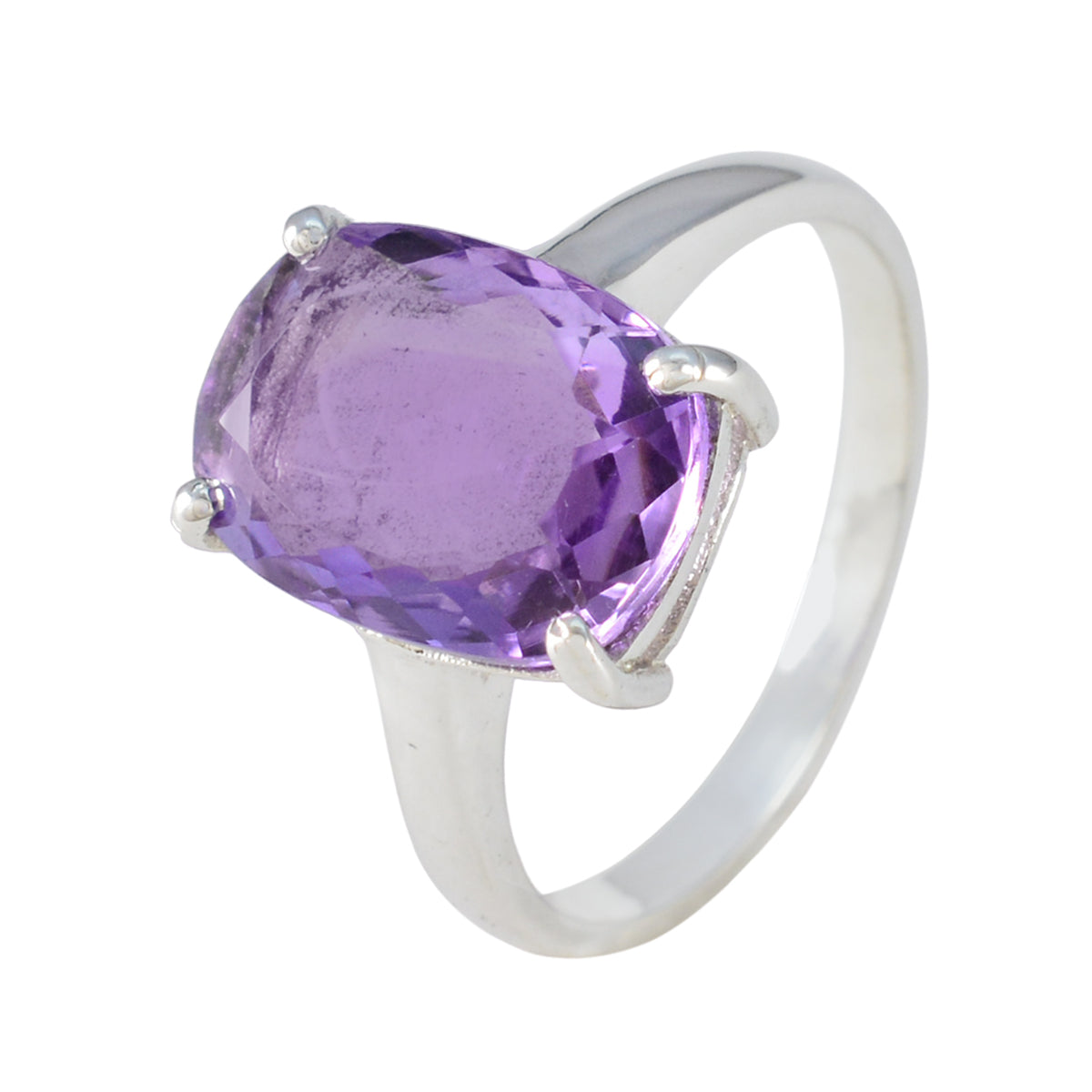 Amethyst Solitaire Moroccan 92.5 Silver Purple Gemstones Minimal Love Ring Jewellery