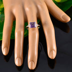 Amethyst Solitaire French Silver Purple Gemstone Featherlight Abstract Ring Jewellery