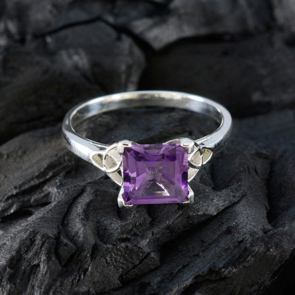 Amethyst Solitaire French Silver Purple Gemstone Featherlight Abstract Ring Jewellery