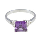 Amethyst Solitaire French Silver Purple Gemstone Featherlight Abstract Ring Jewellery