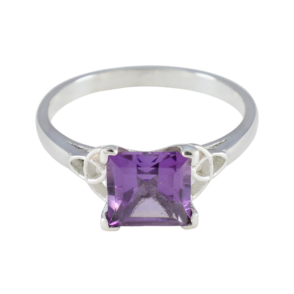 Amethyst Solitaire French Silver Purple Gemstone Featherlight Abstract Ring Jewellery