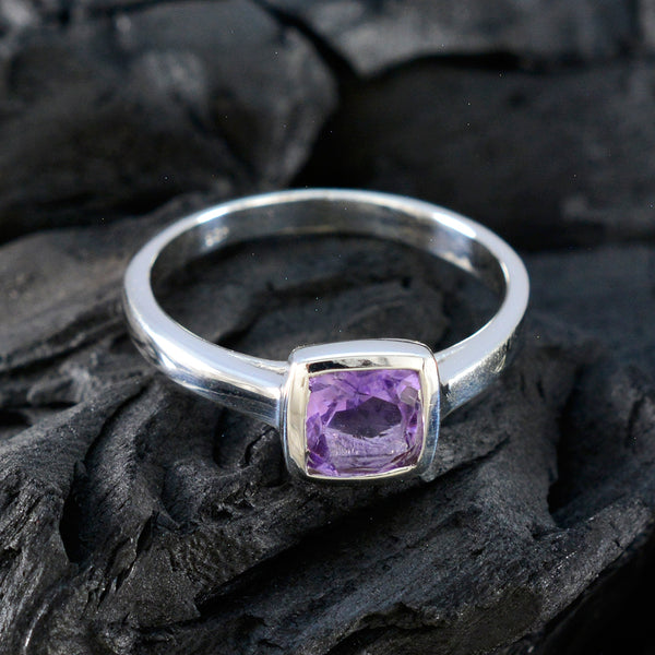 Amethyst Solitaire Indian 92.5 Silver Purple Gemstones Featherlight Romantic Ring Jewelry