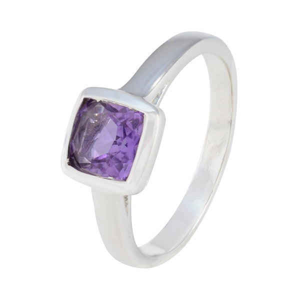 Amethyst Solitaire Indian 92.5 Silver Purple Gemstones Featherlight Romantic Ring Jewelry