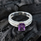Amethyst Solitaire African 925 Silver Purple Gemstones Eye catching Abstract Ring Jewellery