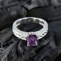Amethyst Solitaire African 925 Silver Purple Gemstones Eye catching Abstract Ring Jewellery