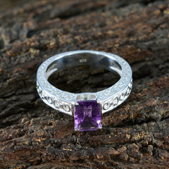 Amethyst Solitaire African 925 Silver Purple Gemstones Eye catching Abstract Ring Jewellery
