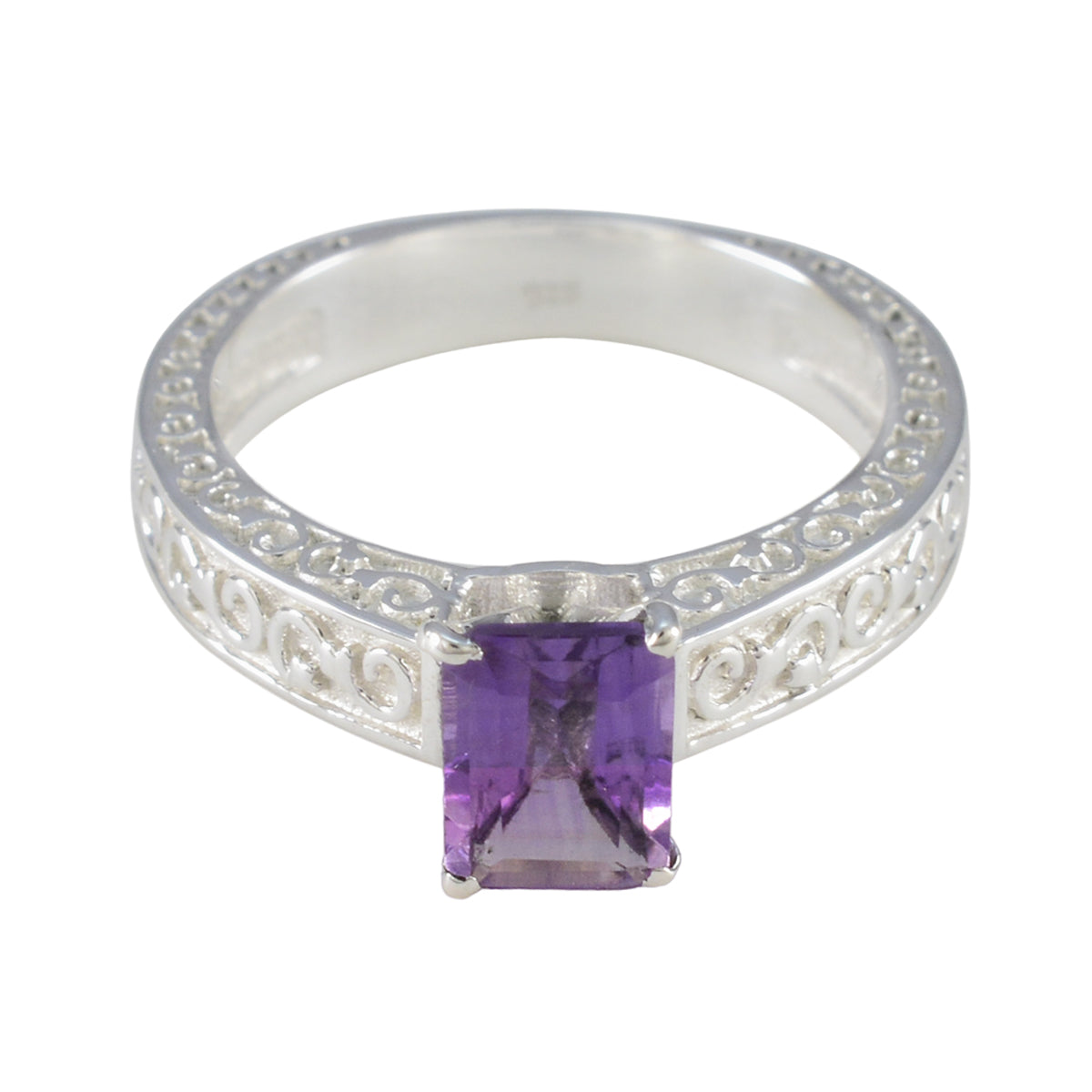Amethyst Solitaire African 925 Silver Purple Gemstones Eye catching Abstract Ring Jewellery