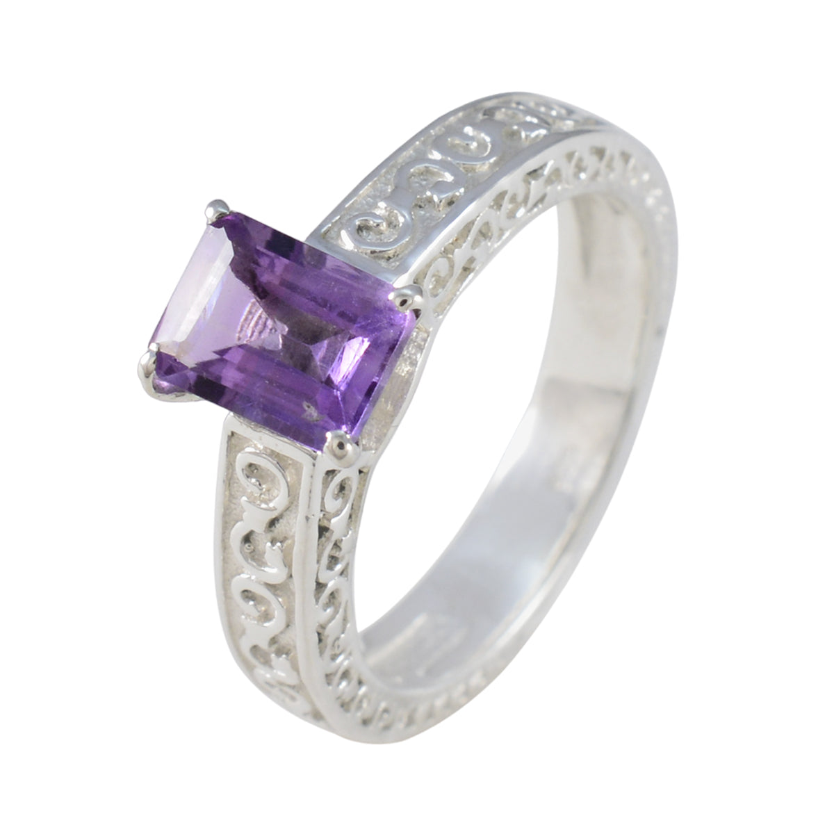 Amethyst Solitär Afrikanischer 925 Silber Lila Edelsteine Auffälliger abstrakter Ring Schmuck Zweitbild