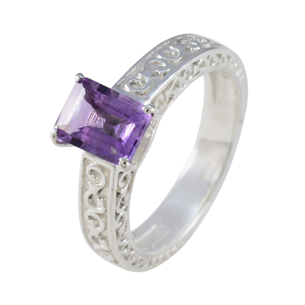 Amethyst Solitaire African 925 Silver Purple Gemstones Eye catching Abstract Ring Jewellery