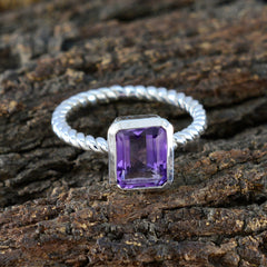 Amethyst Solitaire German Silver Purple Gems Featherlight Graceful Ring Jewelry