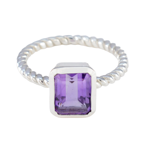 Amethyst Solitaire German Silver Purple Gems Featherlight Graceful Ring Jewelry